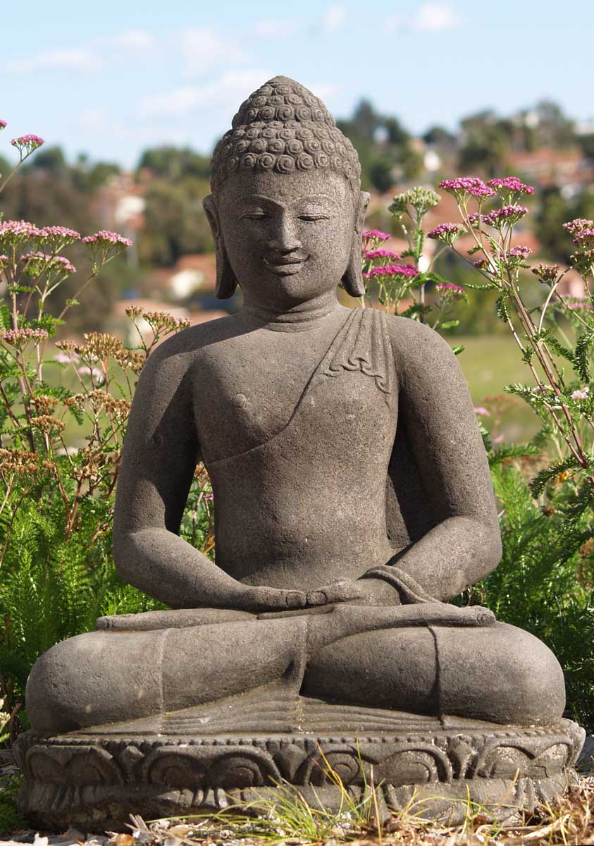 Stone Meditating Buddha Statue 25"